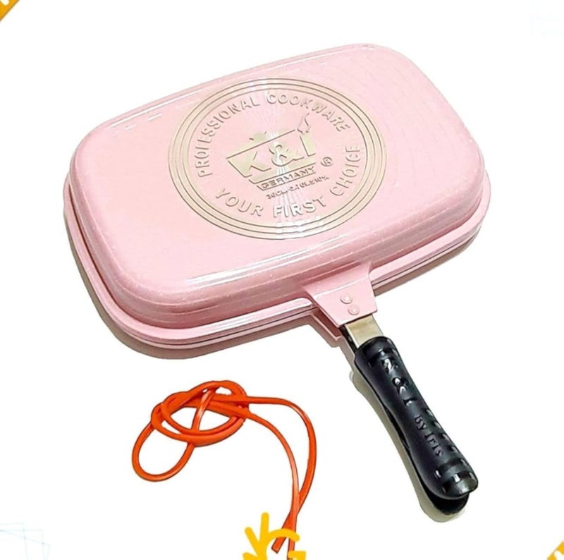 K&I Granite Double Grill Pan - Rose Size 40